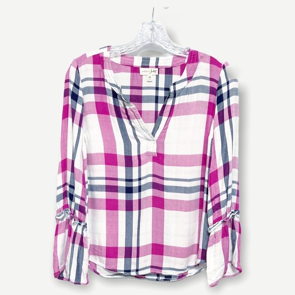 Maison Jules XS Long Sleeve Plaid Button Down Shirt - Picture 2 of 7